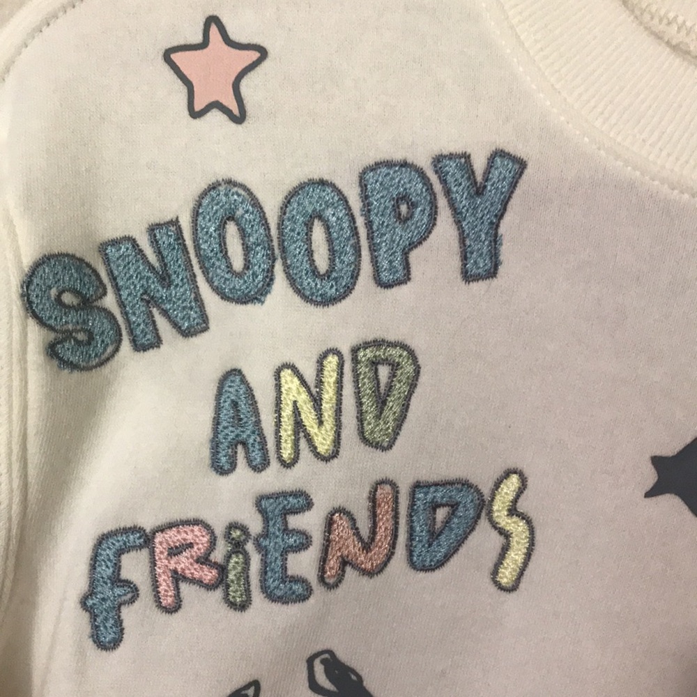 NEW Peanuts "Snoopy and Friends" Characters Print Crewneck Fleece Pullover - Picture 5 of 7